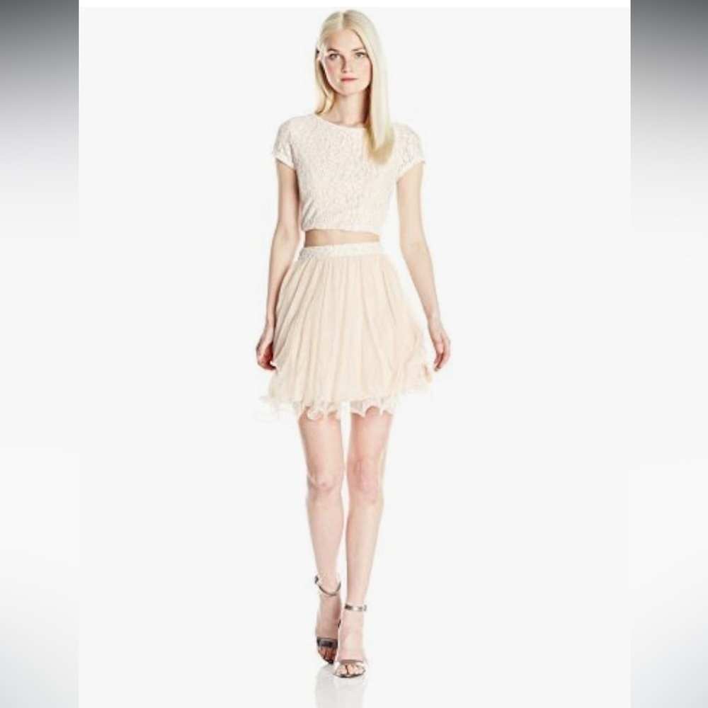 Speechless Glittery Light Pink Mini Skirt Two Piece size 5